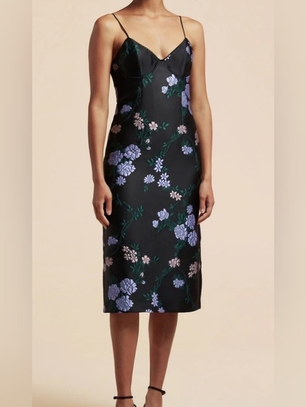 Rebecca Taylor Vine Jcqrd Bustier Slip Midi Dress 00 NWT $695